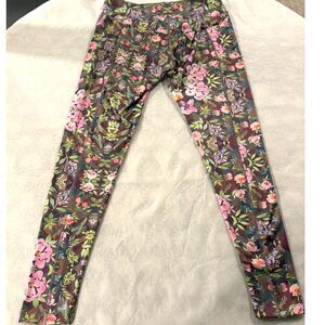 LuLaRoe Jade Leggings Large Floral Athletic Performance Workout Pants L